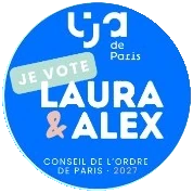 Badge Je vote Laura et Alex, Conseil de l’Ordre de Paris 2027